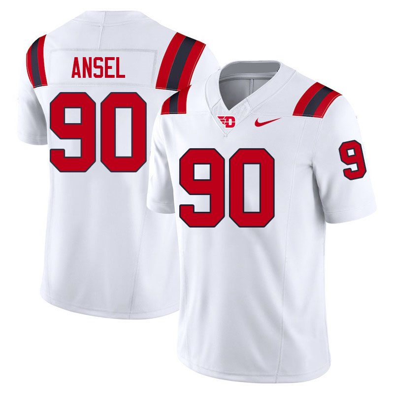 Dayton Flyers #90 Collin Ansel College Football Jerseys,Uniforms-White